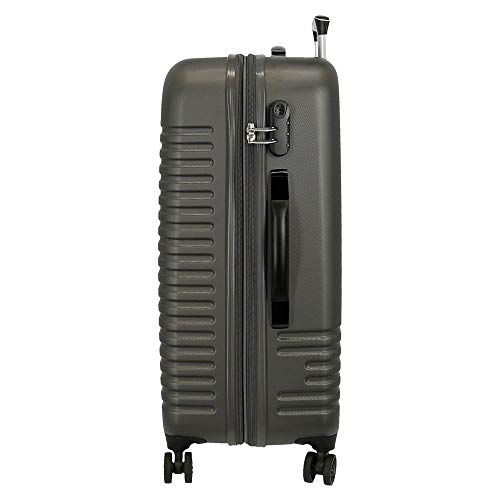 Roll Road India Maleta Mediana Gris 48x70x27 cms Rígida ABS Cierre combinación 75L 3,7Kgs 4 Ruedas Dobles Extensible