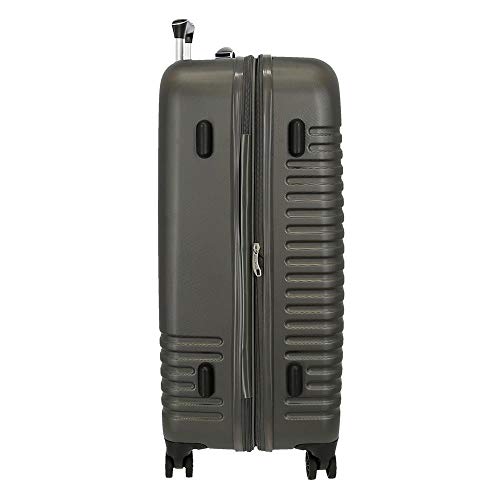 Roll Road India Maleta Mediana Gris 48x70x27 cms Rígida ABS Cierre combinación 75L 3,7Kgs 4 Ruedas Dobles Extensible