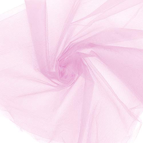 Rollo de Tul (Pack de 2) - 25m Largo x 30cm de Ancho, Bebé Rosa Tela de Tul para Tutú Falda, Caminos de Mesa, Lazos Sillas, Envolver Regalos, Pompones, Manualidades, Decoración Boda y Cumpleaños
