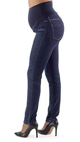 Roma Basic - Jeans Ajustados de Maternidad, Tela Elástica y Banda de Jersey Suave, Ideales para su Embarazo - Made in Italy (36, Denim)