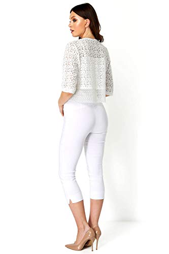 Roman Originals Bolero de encaje floral para mujer, formal, elegante, ocasiones especiales, fiestas, bodas, día de la madre, día de la novia, bolero corto beige 42