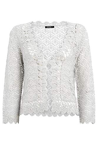 Roman Originals Chaqueta para mujer con estampado floral y encaje – Chaqueta de mujer para llevar en ocasiones formales, elegante, fiestas, bodas, madres, carreras de caballos plata 44