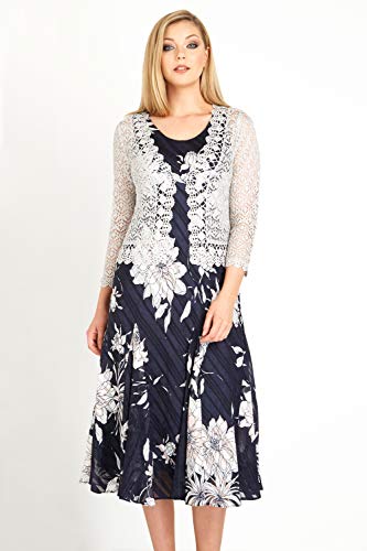 Roman Originals Chaqueta para mujer con estampado floral y encaje – Chaqueta de mujer para llevar en ocasiones formales, elegante, fiestas, bodas, madres, carreras de caballos plata 44