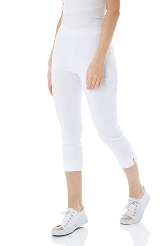 Roman Originals Pantalón Capri elástico de bengalina para Mujer - Pantalón de Corte cónico Estilo años 50, Malla para Verano, Opaca, cómoda y elástica - White - 38