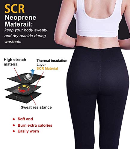 ROOTOK Pantalones para adelgazar, Mallas deportivas mujer, pantalón de sudoración, leggins anticeluliticos fitness, mallas termicas efectiva en deporte fitness negro