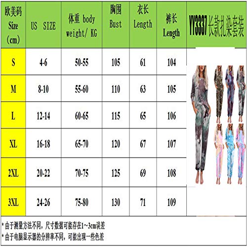Ropa Exterior Traje De Casa Mujer OtoñO E Invierno Pantalones De Manga Corta con Estampado Tie-Dye Pijamas Divididos
