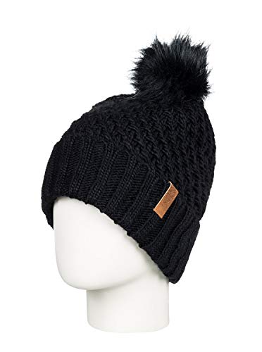 Roxy Blizzard - Gorro con Pompón Gorro con Pompón, Mujer, True Black, Talla única