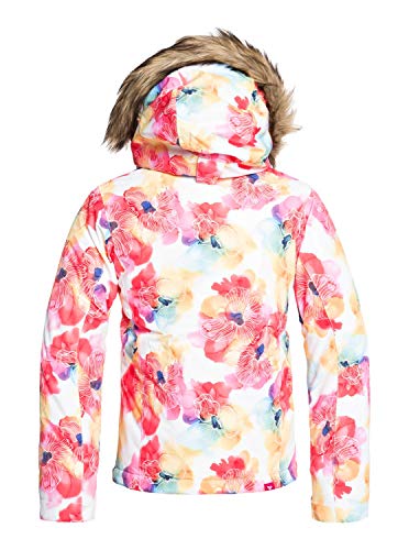 Roxy Jet Ski-Chaqueta para Nieve para Chicas 8-16, Niñas, Bright White Sunshine Flowers, 10/M