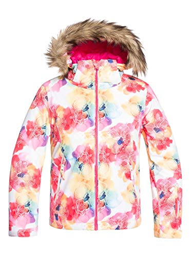 Roxy Jet Ski-Chaqueta para Nieve para Chicas 8-16, Niñas, Bright White Sunshine Flowers, 10/M