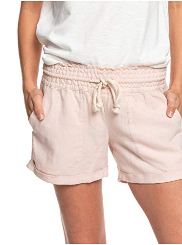 Roxy Little Kiss - Short Playero de Lino - Mujer - L - Rosa