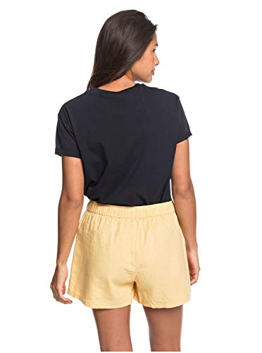 Roxy Love Square - Short Playero de Lino - Mujer - L - Amarillo