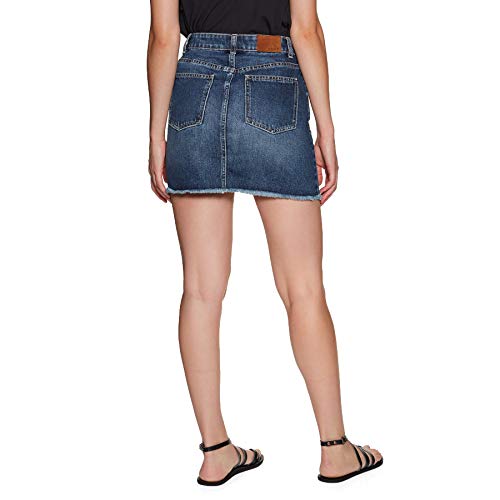 Roxy Surfing Girl Power - Falda Vaquera de Talle Alto - Mujer - L - Azul