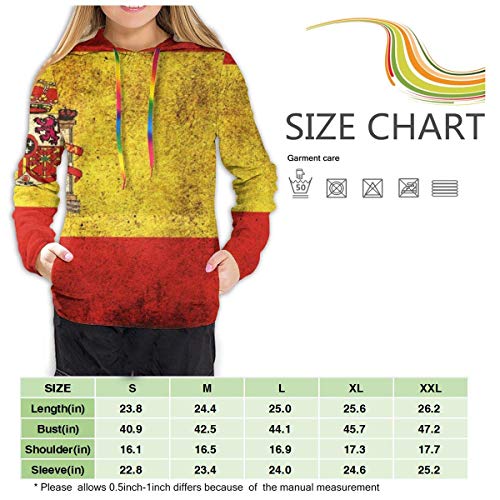 RROOT - Sudadera con Capucha para Mujer, diseño de Hip-Hop Bandera de España Vintage XXL