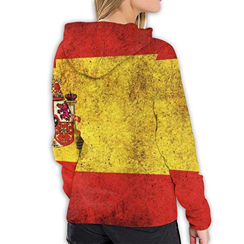 RROOT - Sudadera con Capucha para Mujer, diseño de Hip-Hop Bandera de España Vintage XXL