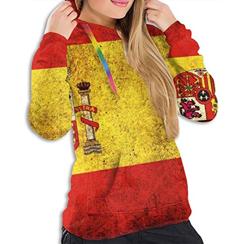 RROOT - Sudadera con Capucha para Mujer, diseño de Hip-Hop Bandera de España Vintage XXL