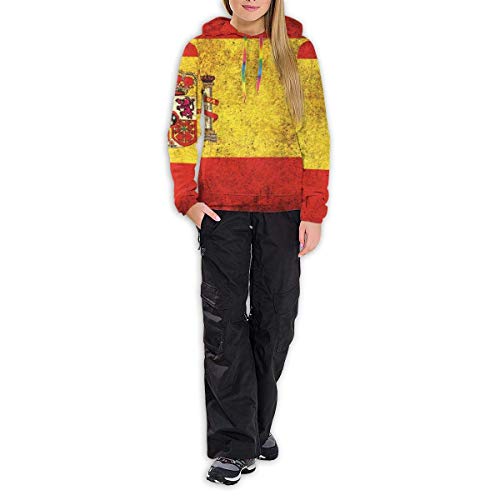 RROOT - Sudadera con Capucha para Mujer, diseño de Hip-Hop Bandera de España Vintage XXL