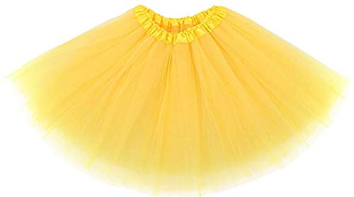 Ruiuzi Mini falda de tutú para mujer, 4 capas, para baile, disfraz, fiesta, Halloween, bailarina rockera amarillo Talla única