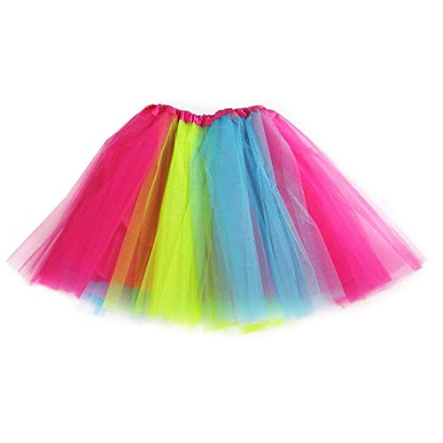 Ruiuzi Mini falda de tutú para mujer, 4 capas, para baile, disfraz, fiesta, Halloween, bailarina rockera arcoiris Talla única