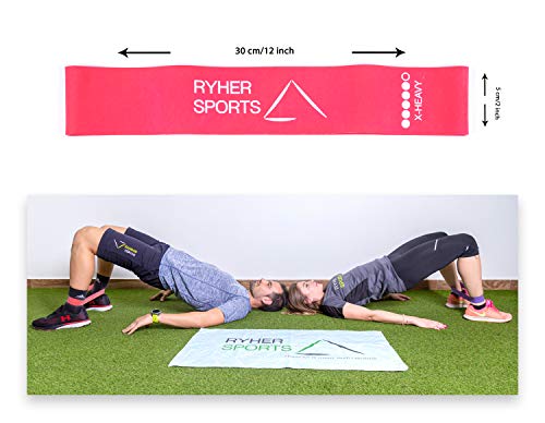 Ryher Set 4 Cintas elasticas musculacion - Bandas de Resistencia Fitness para Crossfit, Pilates, Ejercicio en casa - Gomas elasticas para Hombres y Mujeres - Látex - Incluye Manual PDF (4 Bandas)