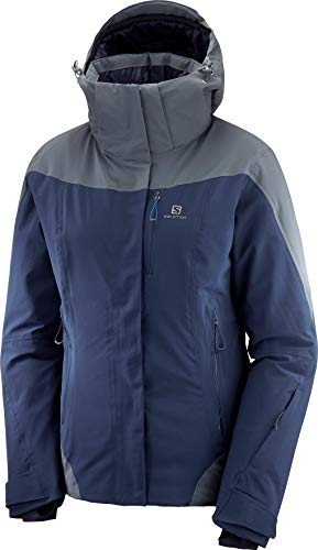 SALOMON Icerocket Jkt W Chaquetón con Capucha para esquí, Mezcla de sintéticos, Mujer, Azul/Gris (Night Sky/Ebony), L