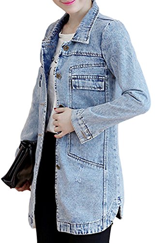sandbank Chaqueta de algodón para mujer, ajuste delgado, ligera, de mezclilla
