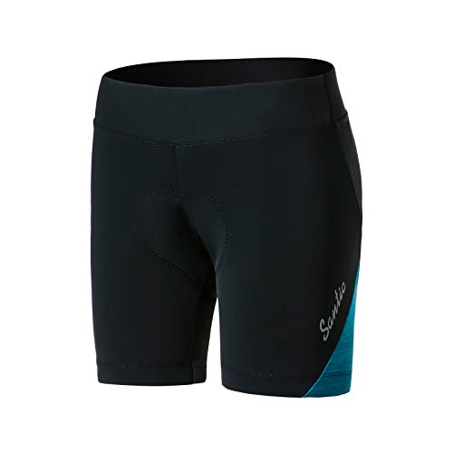 Santic Pantalon Ciclismo Mujer Corto Pantalones Bicicleta Mujer Calzoncillos Ciclismo Mujer Verde EU XS