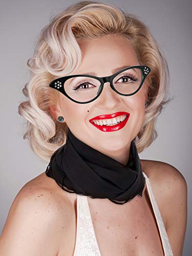 SATINIOR Juego de Accesorios de Disfraz de Mujer de los Años 50 Bufanda Diadema Pendientes Gafas de Ojo de Gato para Fiesta (Conjunto de Colores 1)