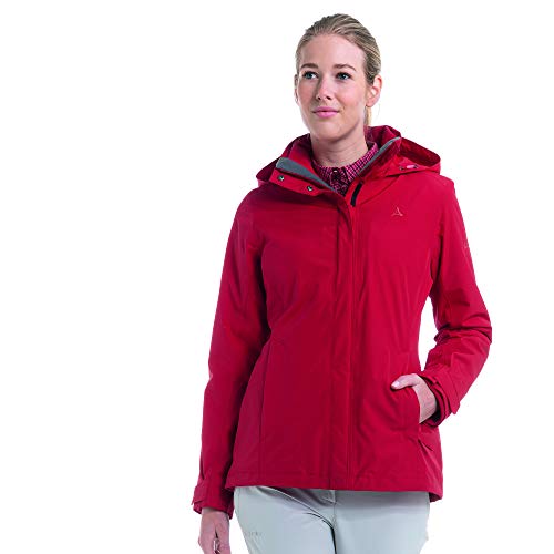 Schöffel Chaqueta 3 en 1 Tignes1, chaqueta de invierno impermeable con forro polar interior extraíble, chaqueta de lluvia transpirable y cálida para mujer, Mujer, 12477, Toreador, 40