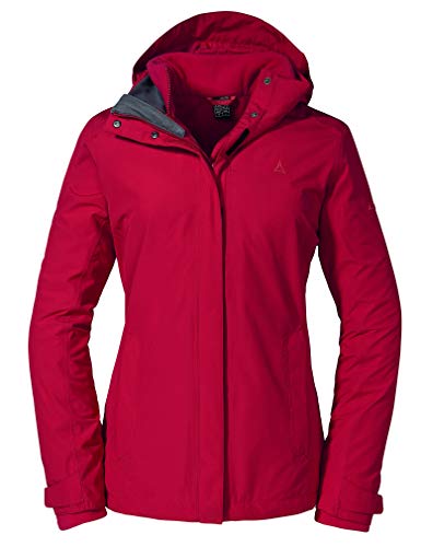 Schöffel Chaqueta 3 en 1 Tignes1, chaqueta de invierno impermeable con forro polar interior extraíble, chaqueta de lluvia transpirable y cálida para mujer, Mujer, 12477, Toreador, 40