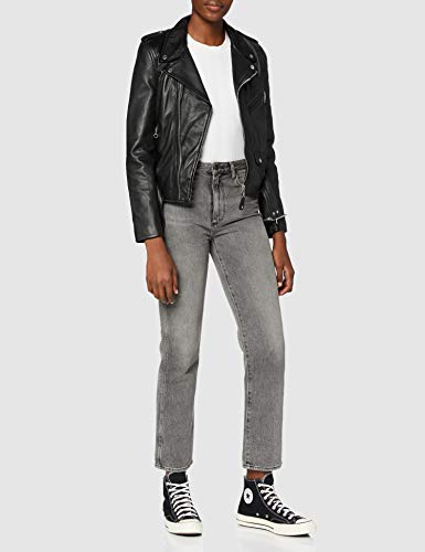 Schott NYC, Chaqueta de manga larga para mujer, Marfil (Off White), M, Marron (Black), Medium