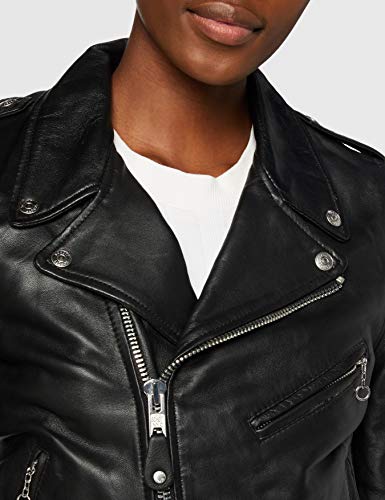 Schott NYC, Chaqueta de manga larga para mujer, Marfil (Off White), M, Marron (Black), Medium