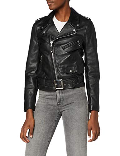 Schott NYC, Chaqueta de manga larga para mujer, Marfil (Off White), M, Marron (Black), Medium