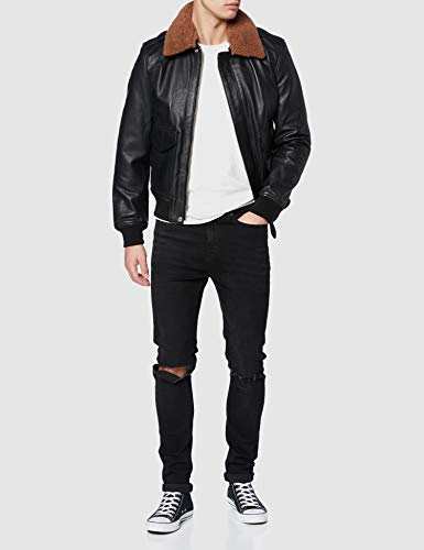 Schott NYC LC2412 Chaqueta de Cuero, Negro (Black), XL para Hombre
