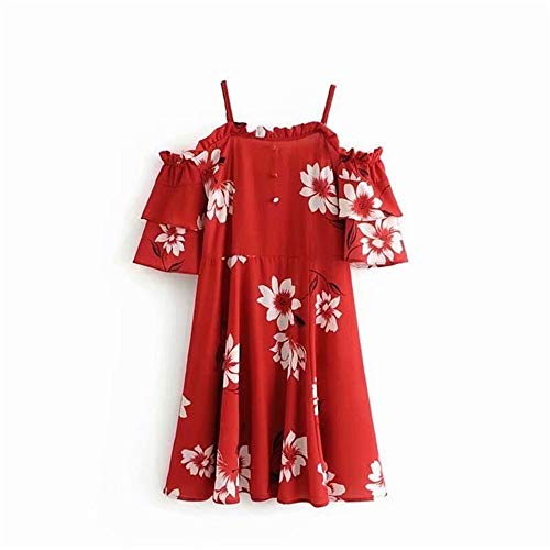 Señoras Falda De Verano Niñas Moda Falda Verano Vintage Elegante Ropa de Fiesta Playa Faldas Informales Moda Barco Vestido De Cuello Vestido De ala Vestido De Impresión Vestido De Oreja De Madera