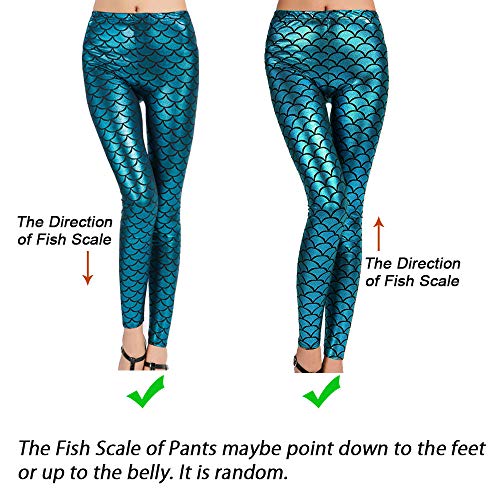 SERWOO Leggings Mujer Leggins Escalas de Pescado Pantalones para Disfraz Carnaval Fiesta Cumpleaños (M, Azul)