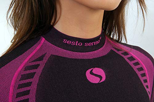 Sesto Senso® Conjunto Térmico Mujer Ropa Interior Térmica de Manga Larga Camisa y Calzoncillos Largos Pantalones Leggins Termo Activo Set (S, Rosa)