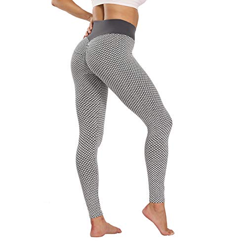 Sfit Leggins Mujer Push Up Mallas de Deporte de Mujer Cintura Alta Malla Celular Pantalón de Elásticos Butt Lifter Anti-Cellulite Deportivos Leggings para Yoga Pilates Fitness Reducir Vientre