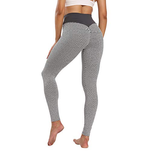 Sfit Leggins Mujer Push Up Mallas de Deporte de Mujer Cintura Alta Malla Celular Pantalón de Elásticos Butt Lifter Anti-Cellulite Deportivos Leggings para Yoga Pilates Fitness Reducir Vientre