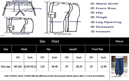 Shaoyao Mujer Pantalones de Lino Pantalón Bombachos Harem de Yoga Pantalones Casuales Lago Azul