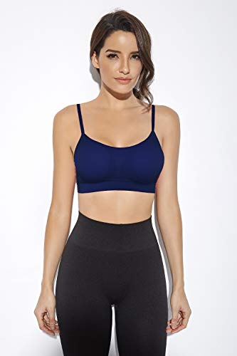 SHEKINI Sujetador Deportivo para Mujer Top con Relleno Extraíble sin Aros sin Cierre y Tirantes Regulables para Deporte de Impacto Bajo Pack de 3(XS/S,C)