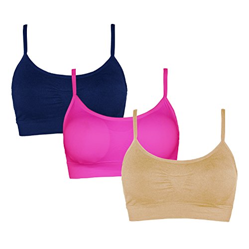 SHEKINI Sujetador Deportivo para Mujer Top con Relleno Extraíble sin Aros sin Cierre y Tirantes Regulables para Deporte de Impacto Bajo Pack de 3(XS/S,C)
