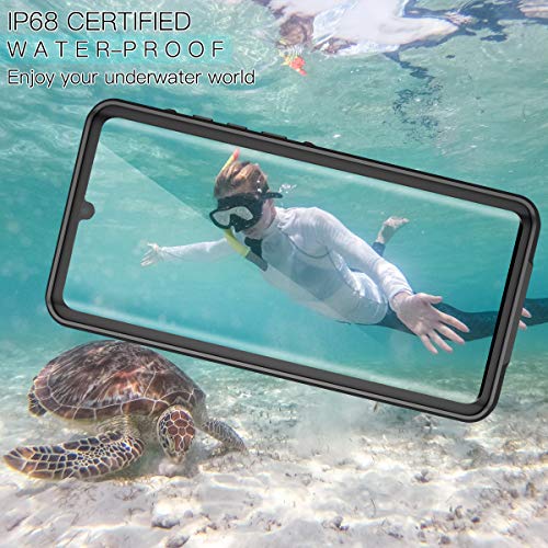 ShellBox Funda Huawei P30 Pro IP68 Impermeable con Cuerda Protector de Pantalla Integrado de Silicona 360 Grados Antigolpes Resistente a Prueba de Golpes para Huawei P30 Pro-Negro