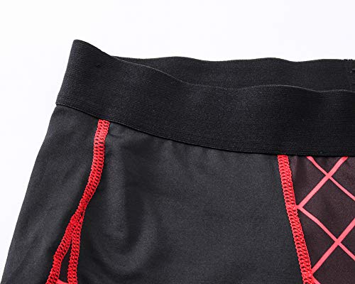 Shengwan Pantalones de Compresión Hombre Impresión de Malla Secado Rápido Leggings Largos para Running Yoga Fitness Rojo M