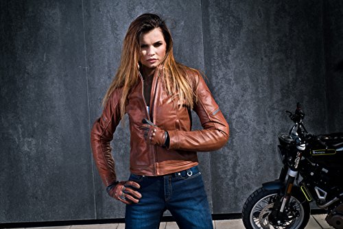 SHIMA Monaco Chaqueta para Moto, Mujer, Piel, Protector de Espalda, Vintage, Retro, Verano, con Protecciones, Marrón, L
