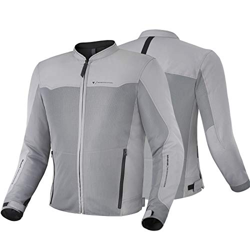 SHIMA OPENAIR Chaqueta Moto Hombre | Ligera y Transpirable Cazadora Moto Mesh de Verano Hombre con CE Espalda, Hombros, Codos Protecciones, Ajuste de la Anchura (Gris, XXL)