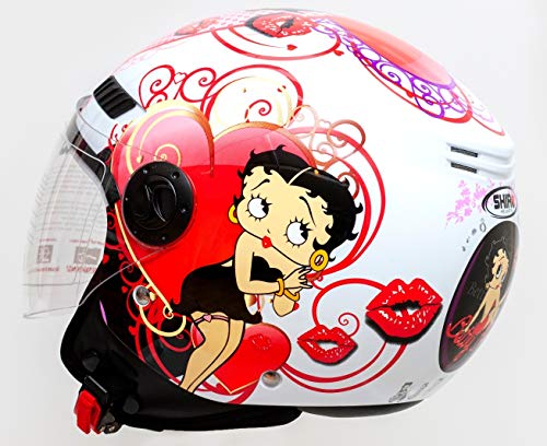 Shiro Casco Moto Jet ECE Homologado casco de moto para hombre casco mujer CASCO SH62 BETTY BOOM (XS)