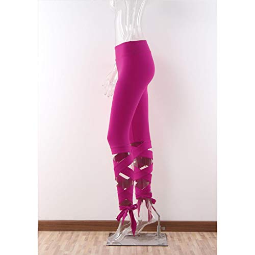 SHIYUPING Pantalones de Yoga Tipo de Herida Fitness Dance Ballet Leggings con Tiras Leggings elásticos (Color : Red, Size : S)
