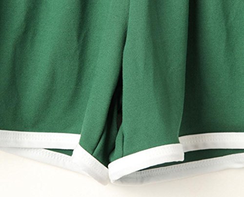 SHOBDW Las Mujeres de Moda señora de la Cintura elástica Verano sólido hasta la Rodilla cómodos Pantalones Cortos Deportivos Pantalones Casuales de Playa (S, Verde)
