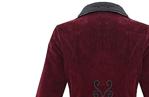 SHOBDW Moda para Hombre Tallas Grandes de Manga Larga Esmoquin Goth Steampunk Uniforme del Partido del Partido Chaquetas Cardigans Outwear Invierno Abrigos Largos(Rojo,XXX-Large)