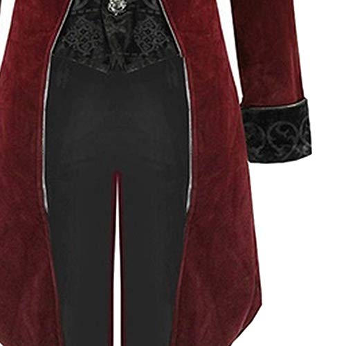 SHOBDW Moda para Hombre Tallas Grandes de Manga Larga Esmoquin Goth Steampunk Uniforme del Partido del Partido Chaquetas Cardigans Outwear Invierno Abrigos Largos(Rojo,XXX-Large)